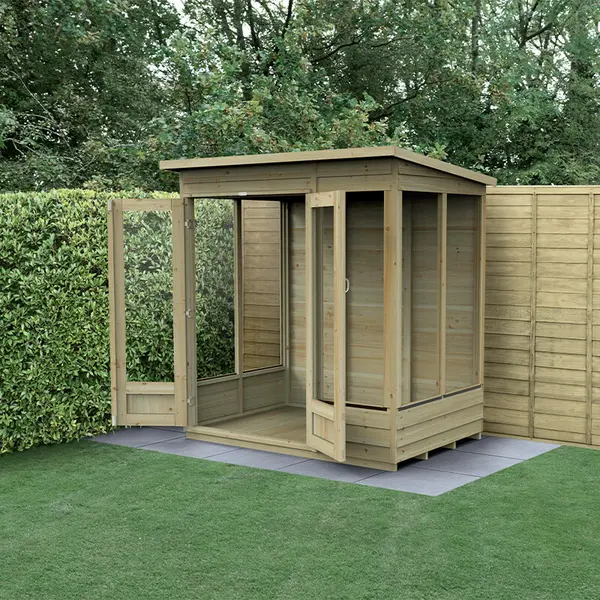 image of 6' x 4' Forest 4Life 25yr Guarantee Double Door Pent Summer House (1.98m x 1.4m)