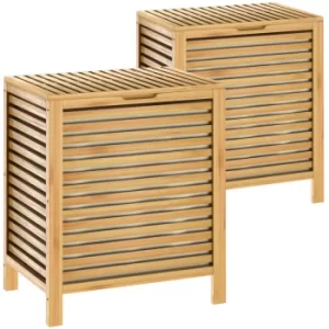 image of Bamboo Laundry Basket Laundry Collector Bathroom Wood 2x