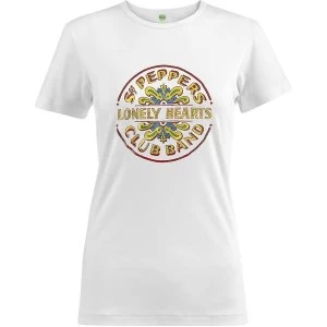 Image of The Beatles - Sgt Pepper Drum Colour Womens Large T-Shirt - White