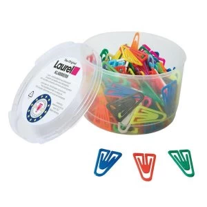 Laurel Plastiklip 25mm Plastic Non-Magnetising Assorted Paper Clips 1 x Pack of 500