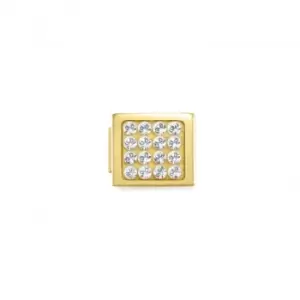 image of Classic Glam Cubic Zirconia Gold White Link Charm 230605/01