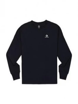 image of Converse Left Chest Long Sleeve T-Shirt - Black