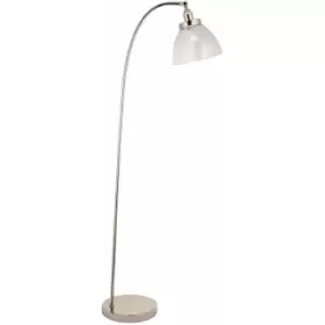 Image of Loops - Bright Nickel Standing Floor Lamp Light & Clear Glass Shade - Knurled Detailing