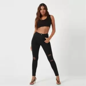 Image of Missguided Tall Sinner Authentic Ripped Jean - Black