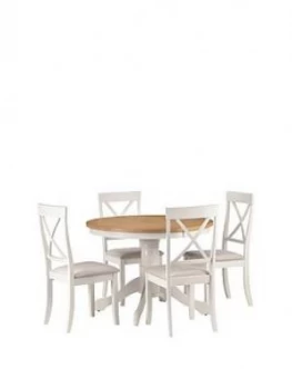 image of Julian Bowen Davenport 106cm Round Dining Table + 4 Chairs