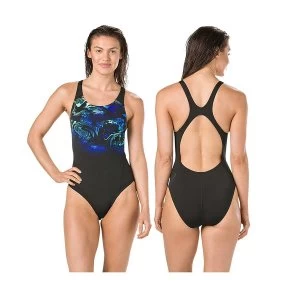 Image of Speedo SwirlyAqua Recordbreaker Swimsuit Black/Blue/Blue 40"