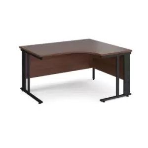 image of Office Desk Right Hand Corner Desk 1400mm Walnut Top With Black Frame 1200mm Depth Maestro 25 MCM14ERKW