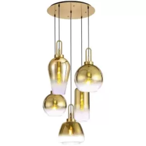 image of Luminosa Acree 2.5m Round Ceiling Pendant 5 Light E27 With Various Glasses, Brass Gold, Matt Black