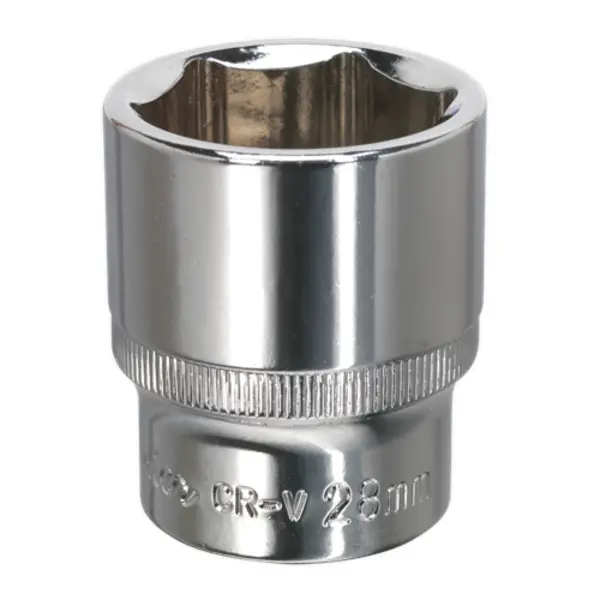 image of Sealey Premier WallDrive Socket 28mm 1/2"Sq Drive Fully Polished