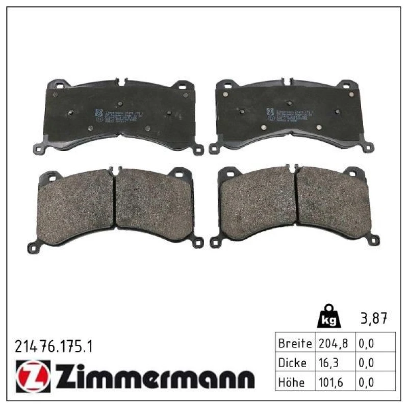 Image of ZIMMERMANN Brake pad set ZIMMERMANN 21476.175.1