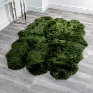 Image of Native Natural Sextuple Olive Green Sheepskin Rug