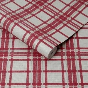 image of Graham & Brown Easy Country Tartan Wallpaper - Red