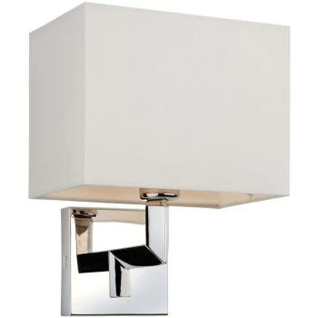 Image of Firstlight Lex - 1 Light Single Indoor Wall Light Polished Stainless Steel, Cream Shade, E14