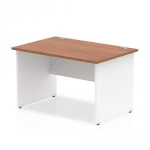 image of Trexus Desk Rectangle Panel End 1200x800mm Walnut Top White Panels Ref