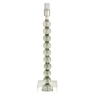 image of Adelie Base Only Table Lamp, Grey Green Tinted Crystal Glass, Bright Nickel Plate