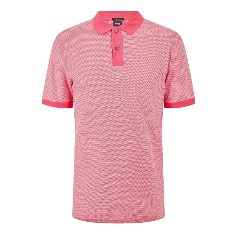 Image of Boss Mens Phillipson Short Sleeve Polo Shirt Dark Pink male Small