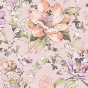 image of Holden Decor Floral Fairies Pink Wallpaper