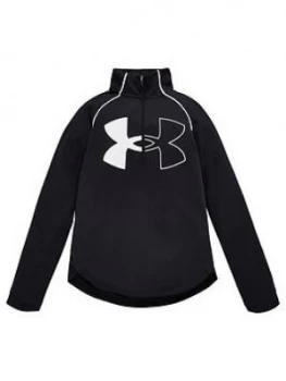 Image of Urban Armor Gear Boys Childrens UA Tech Graphic Logo Half Zip Top - Black/White, Size L, 11-12 Years