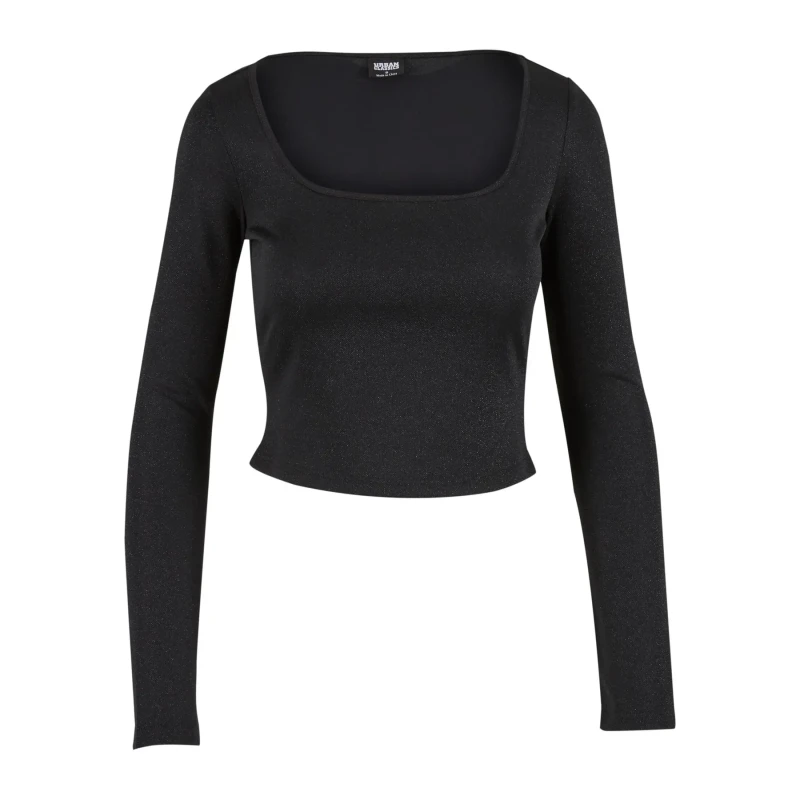 Image of Urban Classics Long-sleeved womens cropped top Urban Classics Noir Female S