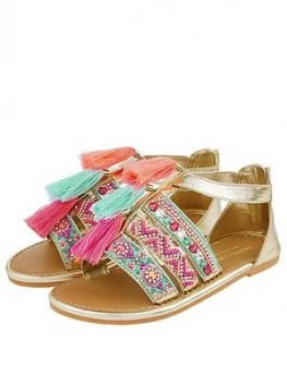 Image of Monsoon Girls Lana Tassel Bright Beaded Sandals - Multi