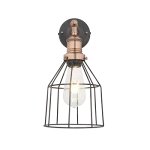 image of Industville Brooklyn Wire Cage Wall Light - 6" - Copper - Cone / Copper