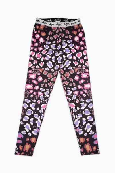 Image of Hype Black Multi Leopard Leggings Black