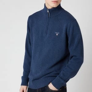 Image of Gant Mens Casual Cotton Half Zip Sweatshirt - Marine Melange - XXL