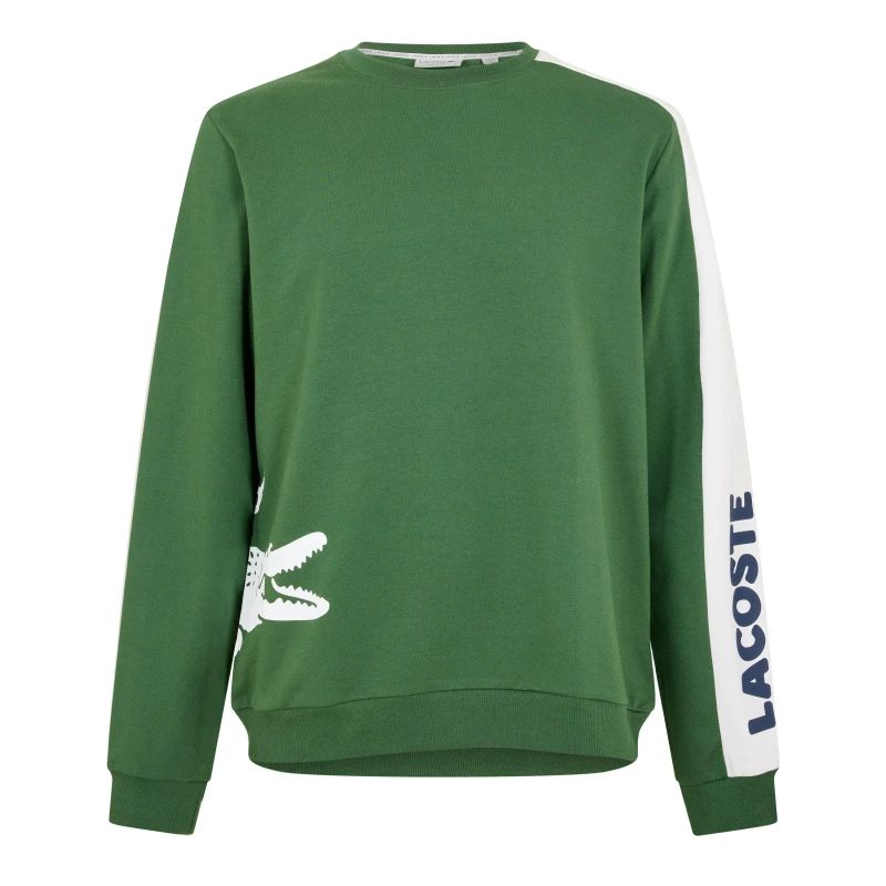 Image of Lacoste Printed Lounge Sweatshirt - Green Green XL