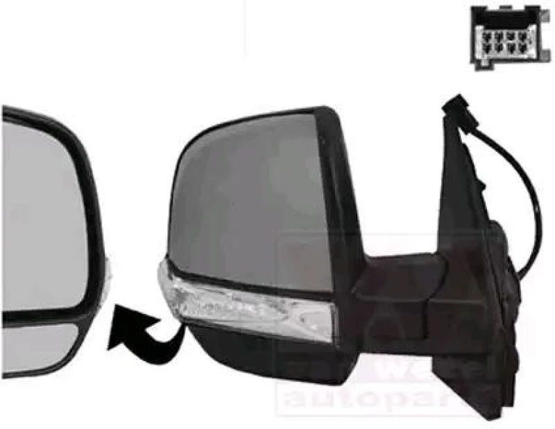 Image of VAN WEZEL 1638816 Wing mirror * HAGUS * Right, with wide angle mirror, primed Outside Mirror (50)