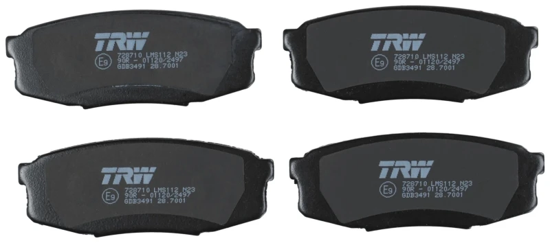 Image of TRW GDB3491 Brake pad set not prepared for wear warning indicator Brake Pad Set,disc brake (402)