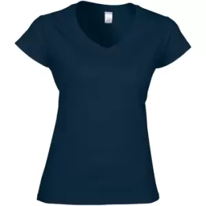 Image of Gildan Ladies Soft Style Short Sleeve V-Neck T-Shirt (M) (Navy)
