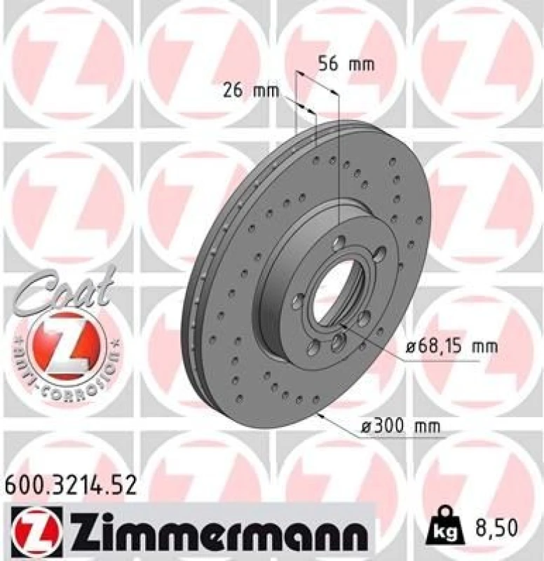 Image of ZIMMERMANN Brake disc ZIMMERMANN 600.3214.52