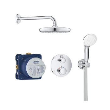 image of Grohe Tempesta 210 Concealed Thermostatic Mixer Shower with Ceiling Shower Head & Handset