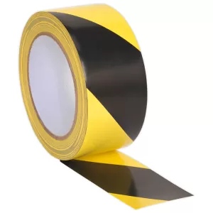 image of Genuine SEALEY HWTBY Hazard Warning Tape 50mm x 33mtr Black/Yellow