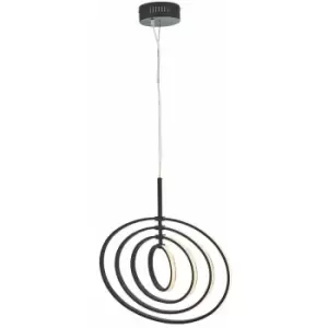 Image of Led Ceiling Pendant Light 30W Warm White Matt Black Hoop Ring Feature Strip Lamp