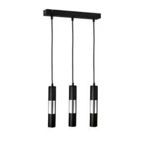 image of Magnum Bar Pendant Ceiling Light Black, Silver, 50cm, 3x GU10