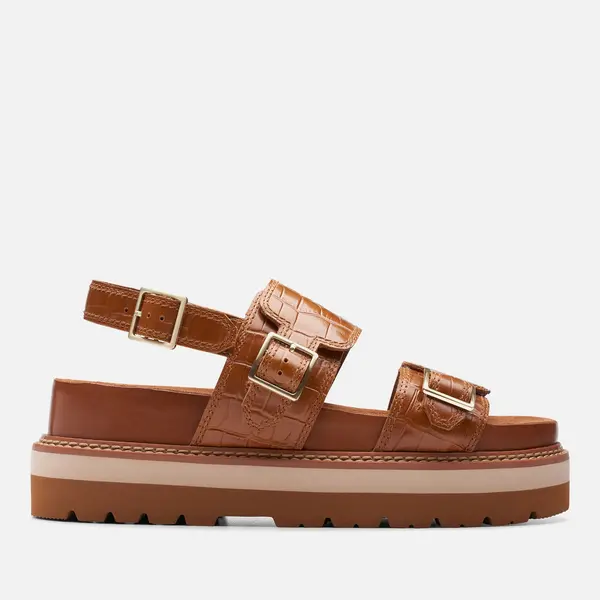 Image of Clarks Womens Orianna Glide Croc-Effect Leather Sandals - UK 4