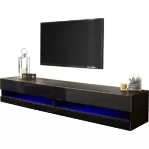 image of Galicia 180cm Wall tv Unit with LED Black - GFW