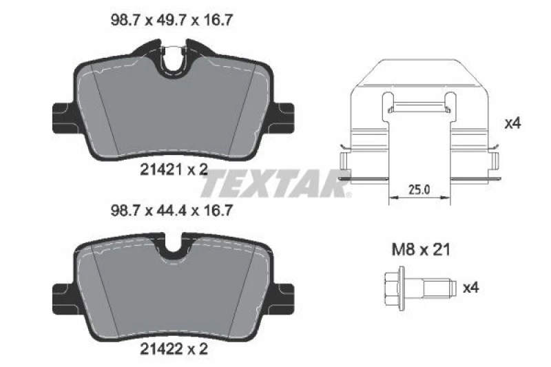 Image of Brake pad set TEXTAR 2142101