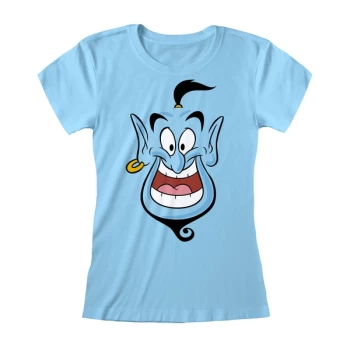 Image of Aladdin - Genie Face Womens Large T-Shirt - Blue