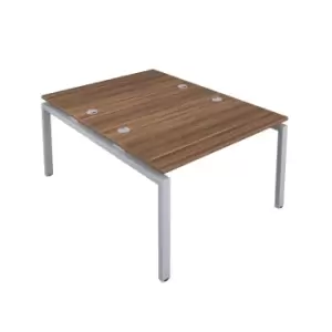 Image of Telescopic Sliding 8 Person Bench with Cut Out and Silver Frame - 1200mm - Dark Walnut