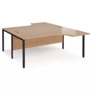 image of Office Desk 2 Person Corner Desk 1800mm Beech Tops With Black Frames Maestro 25