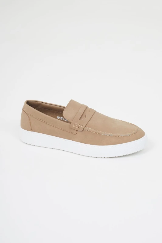 Image of Brave Soul Brave Soul Men Faux Suede Loafers in Taupe Size: 10 Taupe 10 Male 5059534903917