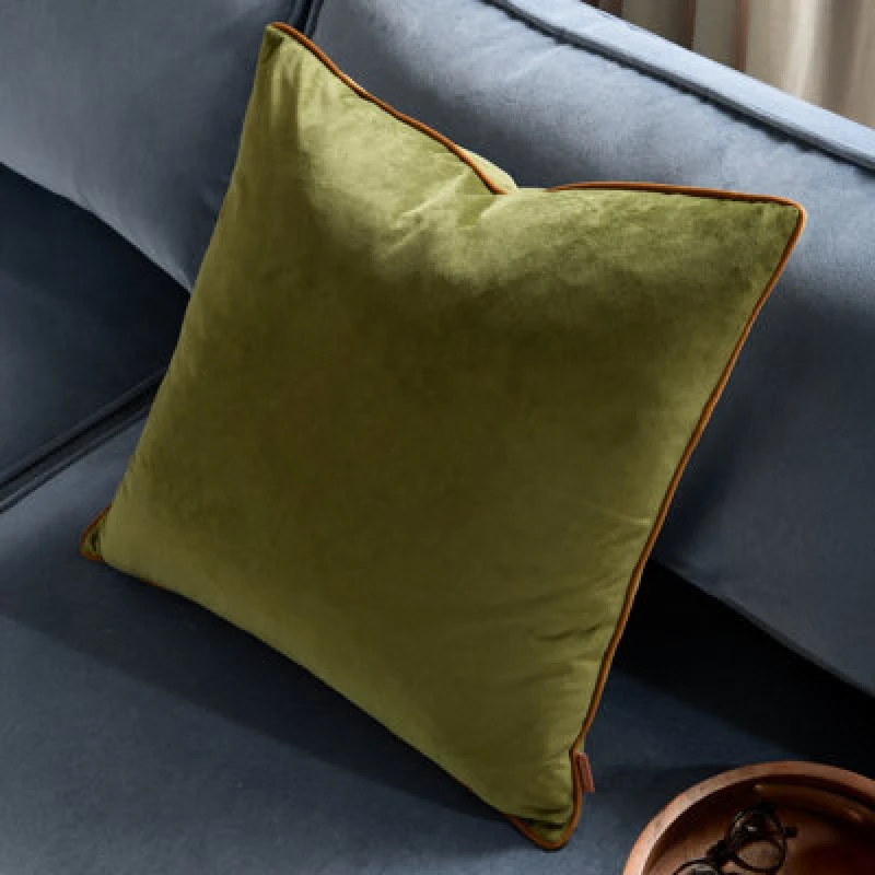 Image of Furn Furn Meridian Velvet Cushion in Olive Size: 55cm x 55cm Olive 55cm x 55cm Unisex 5025532354990