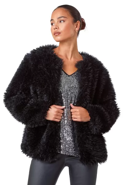 image of Petite Faux Fur Coat