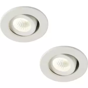 Image of 2 PACK Micro Adjustable Ceiling Downlight - 4W Cool White LED - Matt White