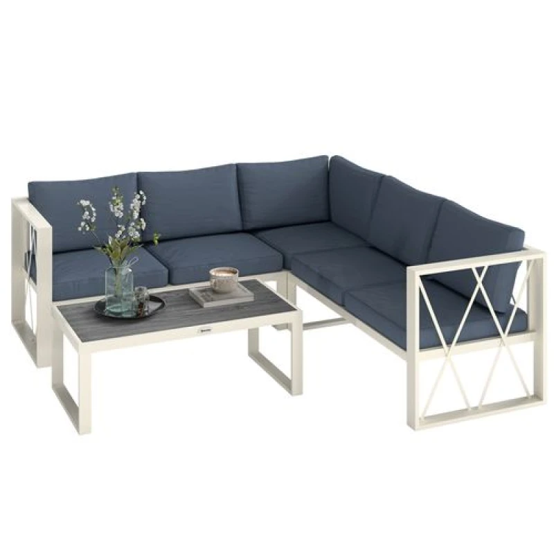 Image of Outsunny 5 Seater Sectional Outdoor Sofa Set with Loveseats for Garden Grey 84G-701V70GY