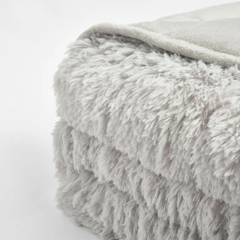 Image of OHS OHS Fluffy Fleece Weighted Blanket Sensory Throw, 125 x 180cm - 6kg in Silver Size: 125cm x 180cm Silver 125cm x 180cm Unisex 5027434145065