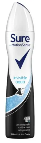 image of Sure Motion Sense Invisible Aqua Deodorant 125ml