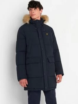 Image of Lyle & Scott Heavyweight Longline Padded Jacket - Dark Navy Size M Men